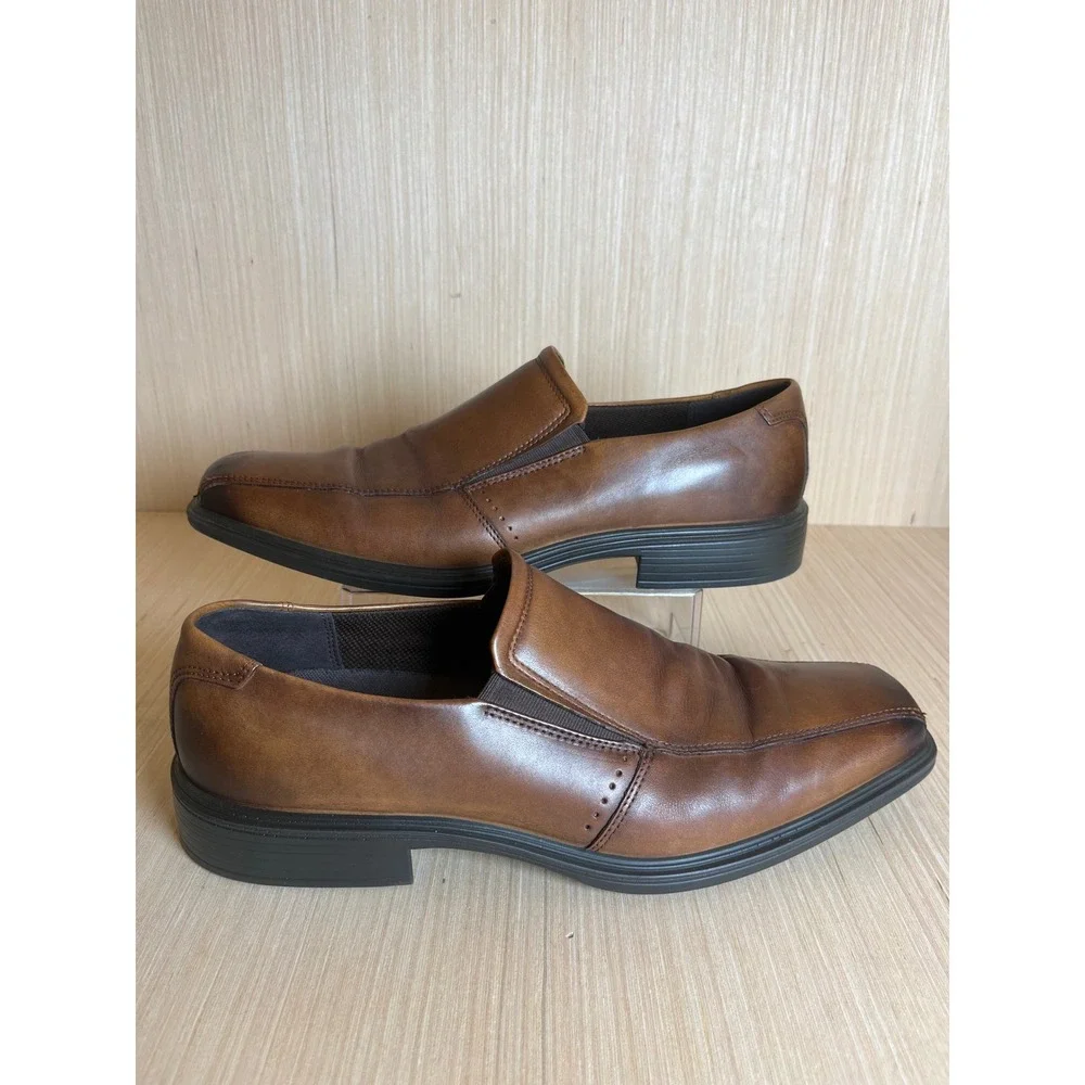 ECCO Brown Leather Slip On Loafers Dress Sophisticated Shoes EU 44 US 10-10.5